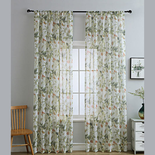 Refresh Floral Rod Pocket Cotton Linen Curtain - image 1