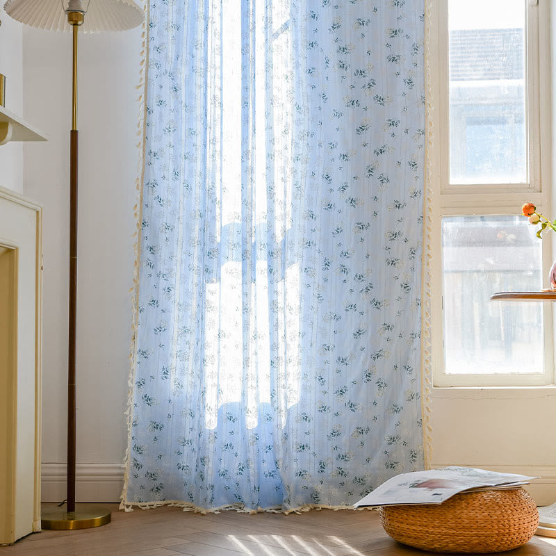 Refresh Floral Tassel Cotton Sheer Curtain - image 18