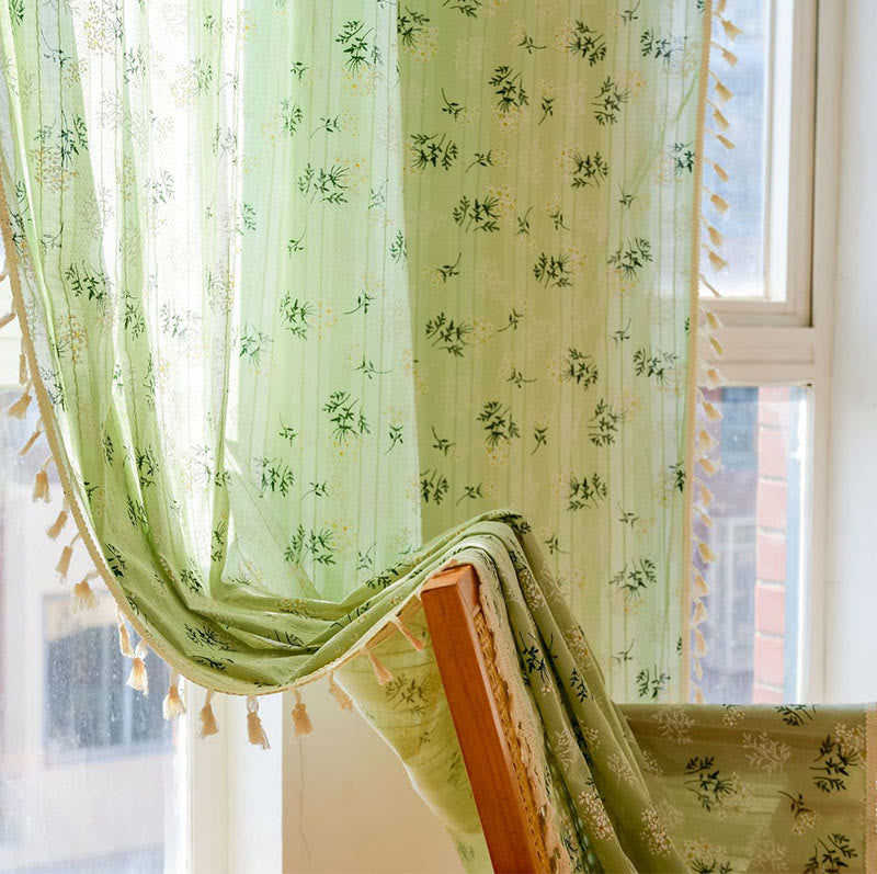 Refresh Floral Tassel Cotton Sheer Curtain - image 29