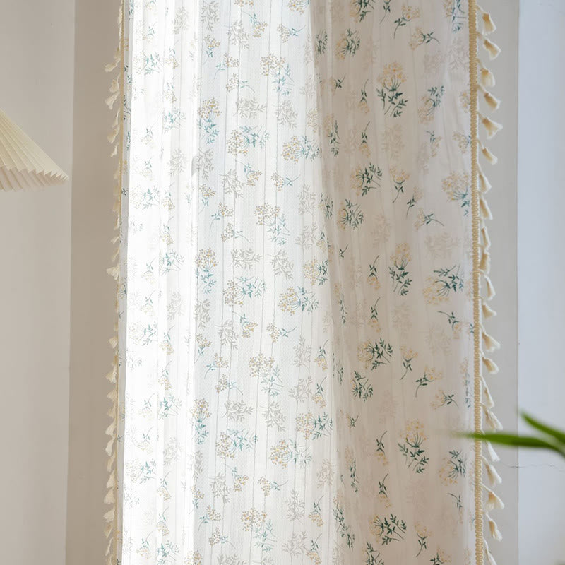 Refresh Floral Tassel Cotton Sheer Curtain - image 3
