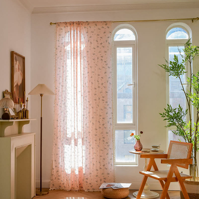 Refresh Floral Tassel Cotton Sheer Curtain - image 10