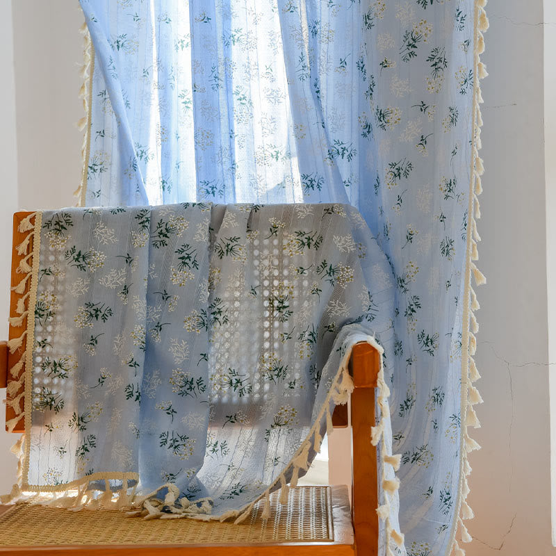Refresh Floral Tassel Cotton Sheer Curtain - image 21