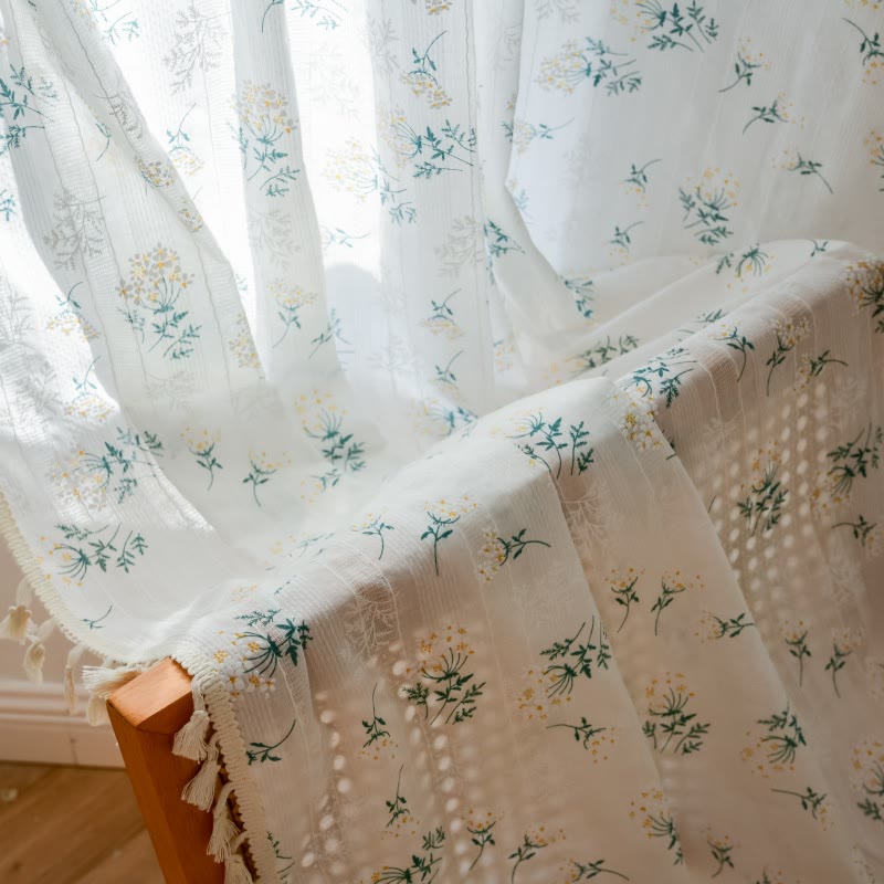 Refresh Floral Tassel Cotton Sheer Curtain - image 6