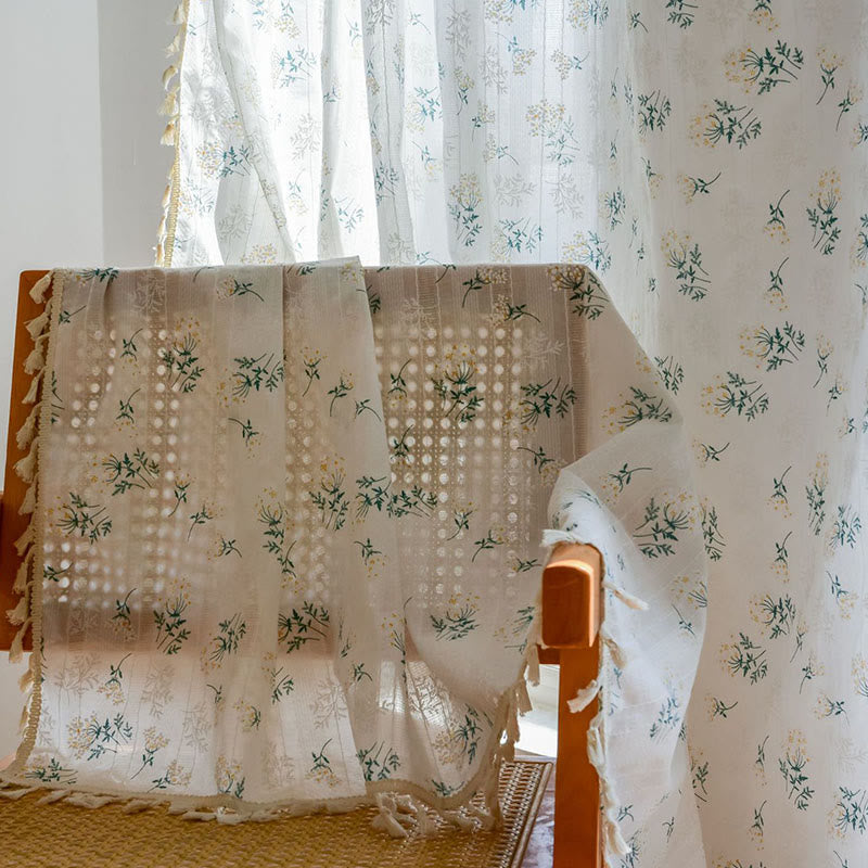 Refresh Floral Tassel Cotton Sheer Curtain - image 5