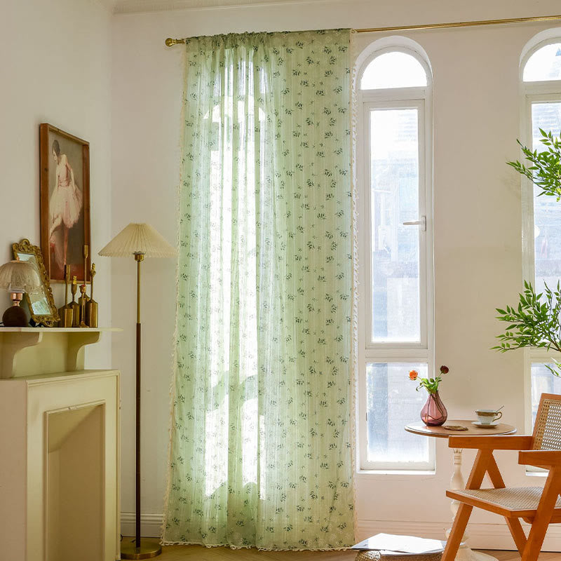 Refresh Floral Tassel Cotton Sheer Curtain - image 25