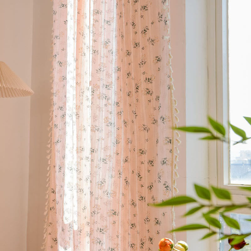 Refresh Floral Tassel Cotton Sheer Curtain - image 11