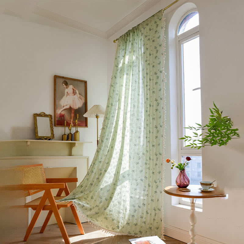 Refresh Floral Tassel Cotton Sheer Curtain - image 26