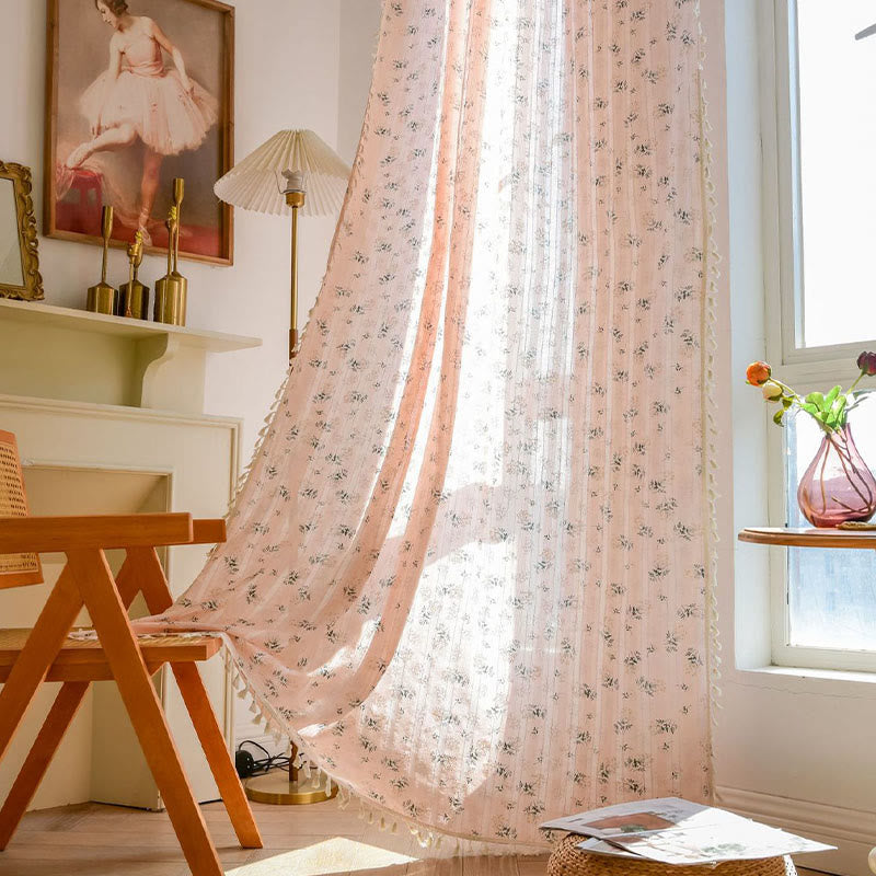 Refresh Floral Tassel Cotton Sheer Curtain - image 9