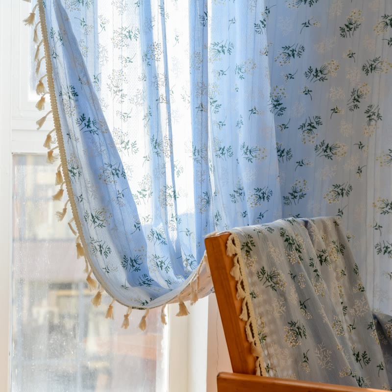 Refresh Floral Tassel Cotton Sheer Curtain - image 20