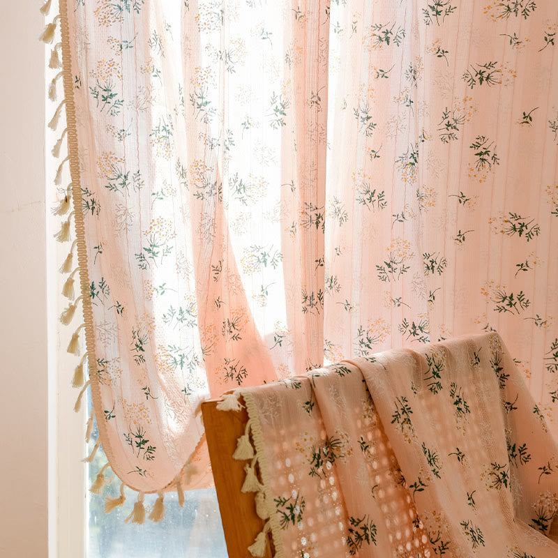 Refresh Floral Tassel Cotton Sheer Curtain - image 14