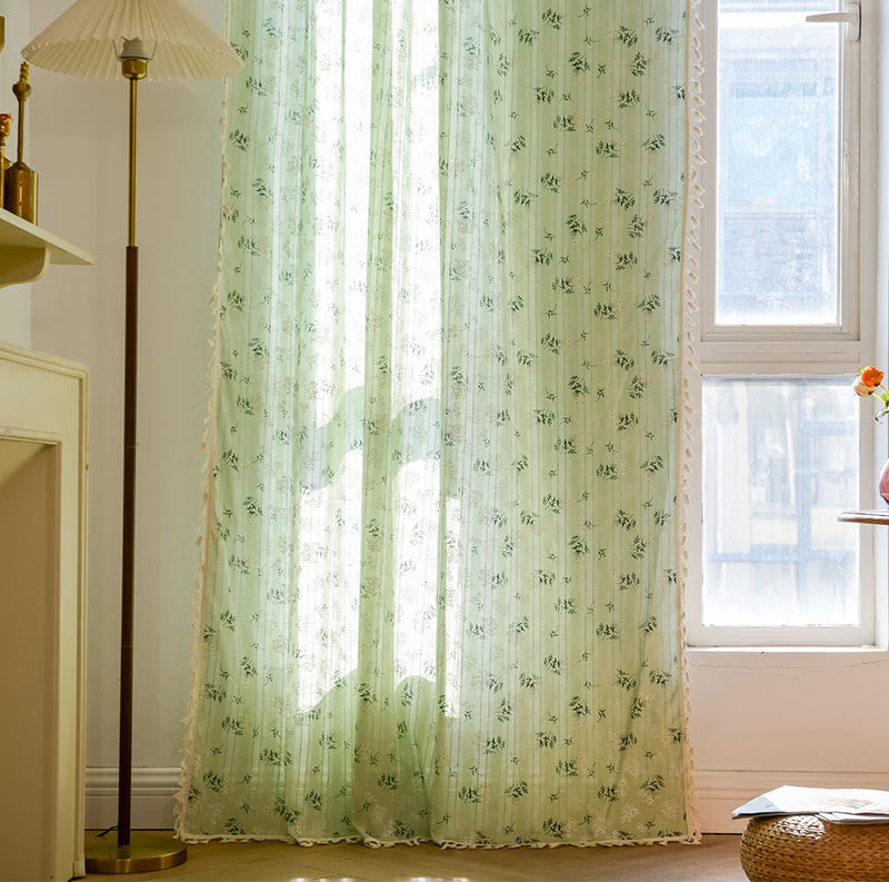 Refresh Floral Tassel Cotton Sheer Curtain - image 27