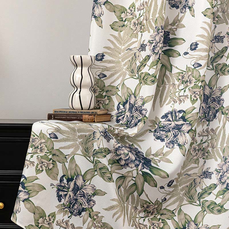 Cottage Style Floral & Leaf Curtain - image 1