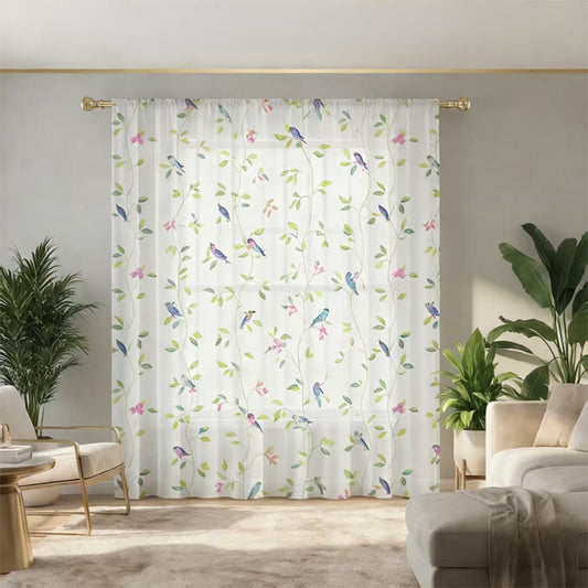 Country Style Bird & Leaf Curtain - image 1