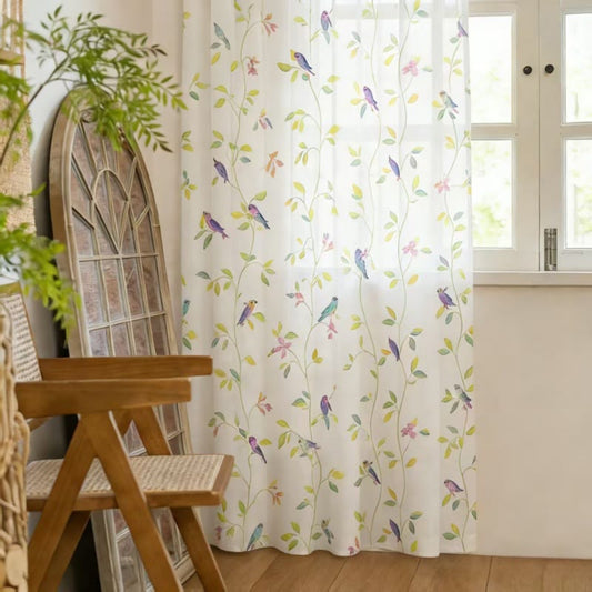 Country Style Bird & Leaf Curtain - 52"W x 95"L - image 0