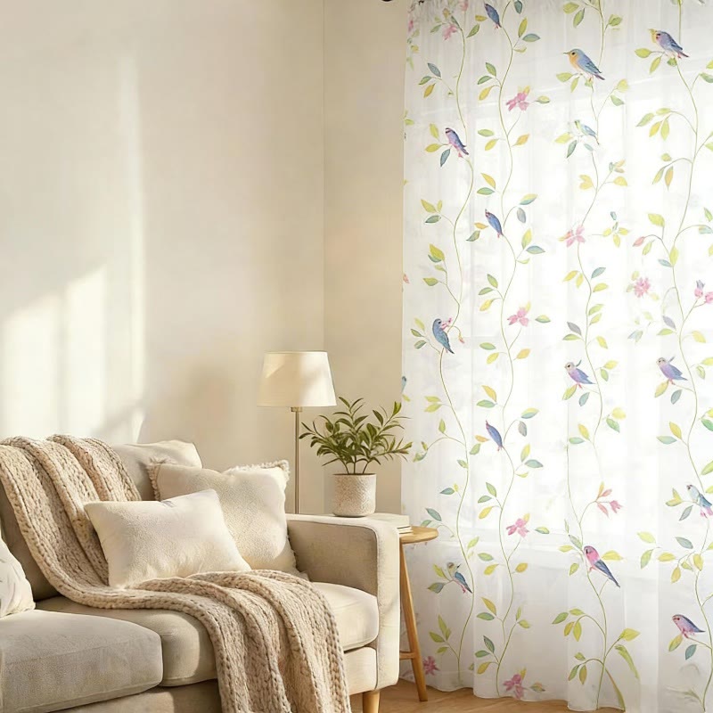 Country Style Bird & Leaf Curtain - image 7