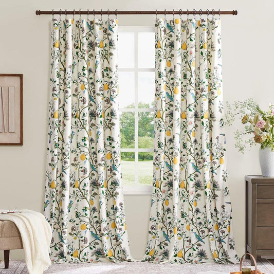Vintage Country Bird & Floral Curtain - image 1