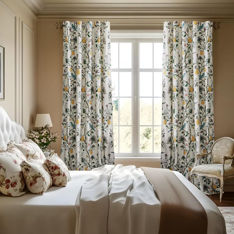 Vintage Country Bird & Floral Curtain - image 3