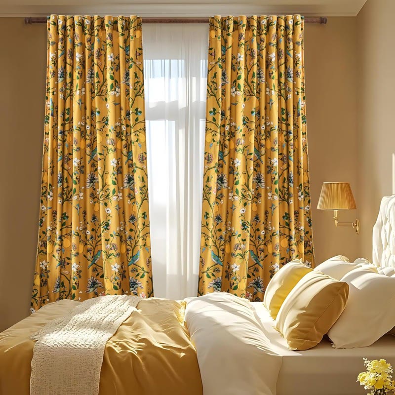 Vintage Country Bird & Floral Curtain - image 17