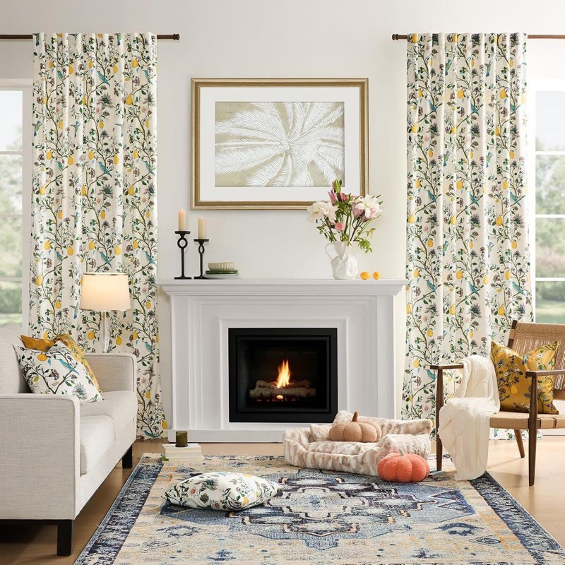 Vintage Country Bird & Floral Curtain - image 2