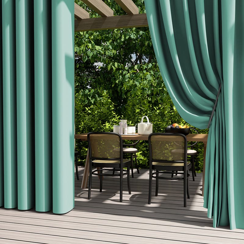 Ownkoti Outdoor Waterproof Solid Color Curtain - Green - 55"W x 102"L - image 4