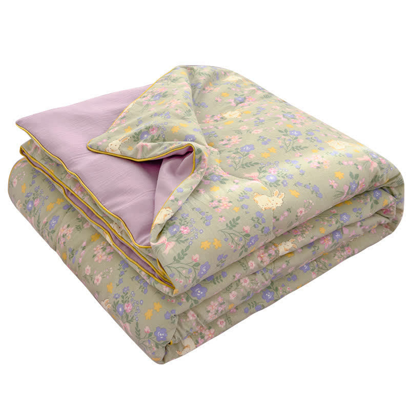 Fairytale Bunny & Floral Cotton Quilt - image 4