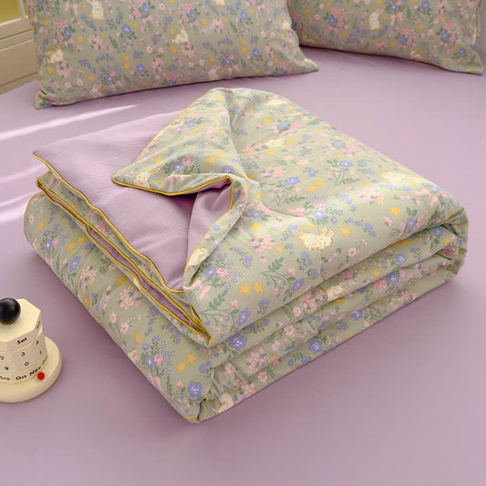 Fairytale Bunny & Floral Cotton Quilt - image 1
