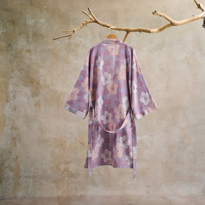 Cherry blossom Cotton Gauze Kimono Robe - image 10