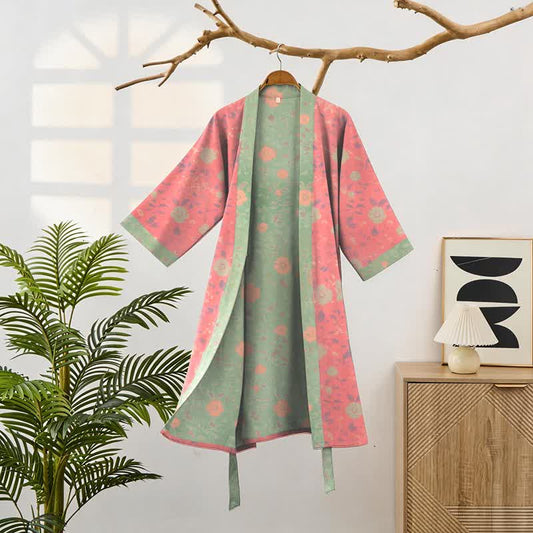 Double Gauze Floral Cotton Kimono Robe - image 1