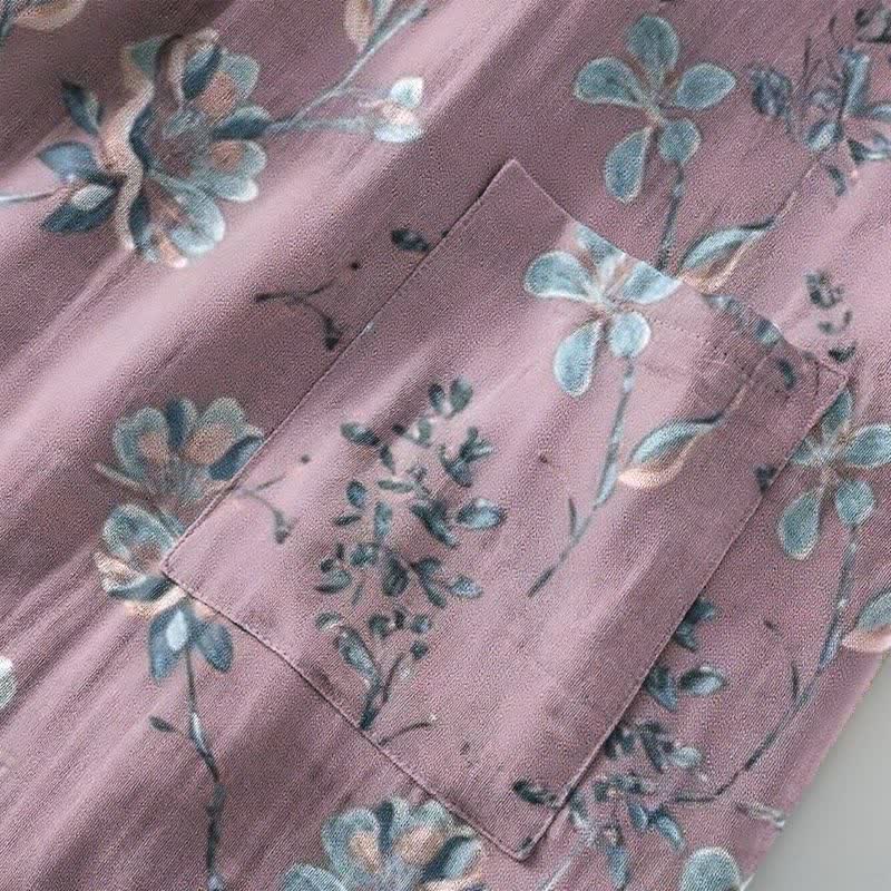 Double Gauze Blooming Floral Cotton Kimono Robe - image 5