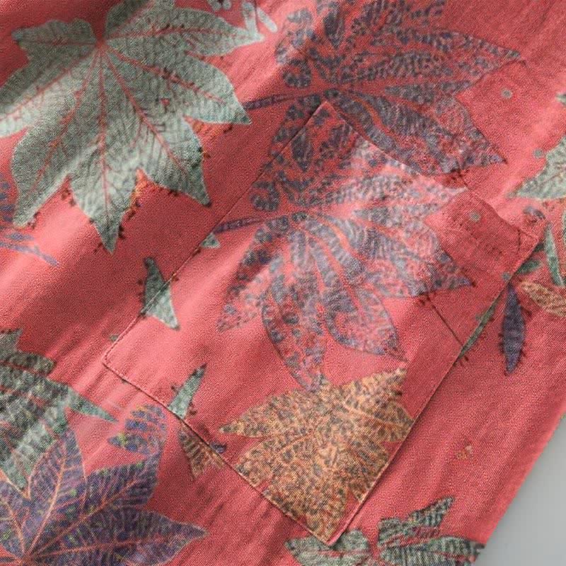 Double Gauze Maple Leaf Cotton Kimono Robe - image 5