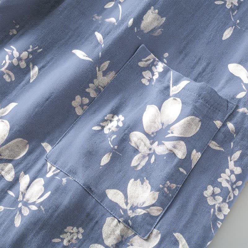 Double Gauze Elegant Floral Cotton Kimono Robe - image 5