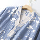Double Gauze Elegant Floral Cotton Kimono Robe - image 5