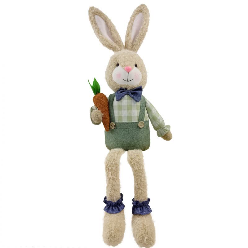 Country Style Sitting Bunny Plush Figurine - image 12