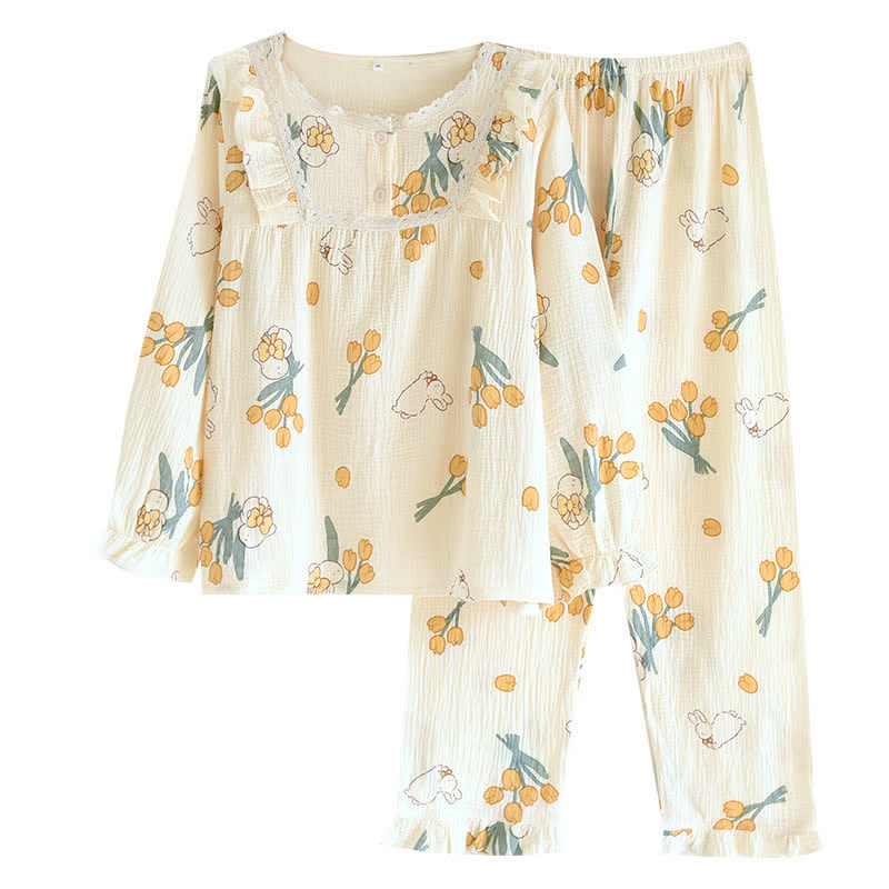 Tulip & Bunny Cotton Gauze Pajama Set - image 8