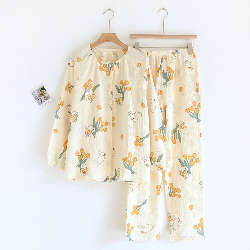 Tulip & Bunny Cotton Gauze Pajama Set - image 10