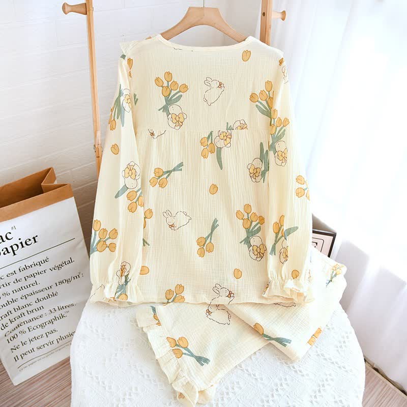 Tulip & Bunny Cotton Gauze Pajama Set - image 2