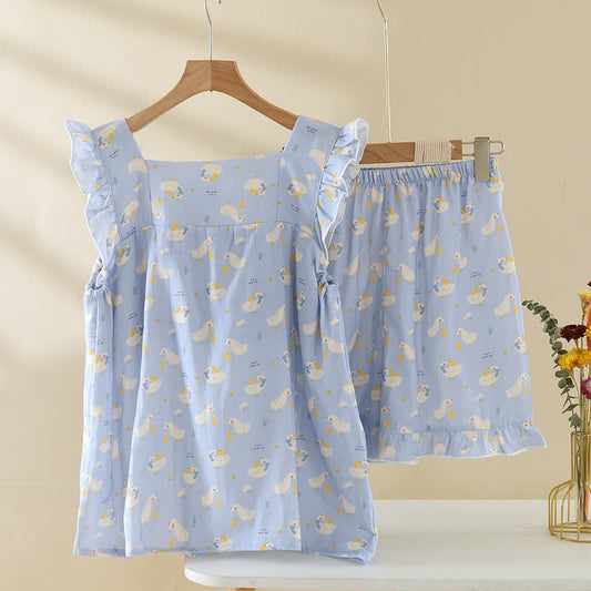 Blue Goose Cotton Gauze Sleeveless Pajamas - image 1