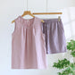 Solild Cotton Double Gauze Sleeveless Pajamas - Light Purple & Purple - XL - image 9