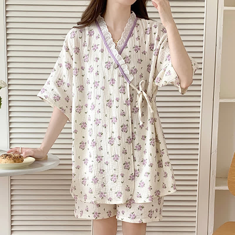 Refresh Floral Kimono Cotton Pajama Set - image 2