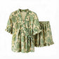 Refresh Green Floral Ruffle Sleeve Pajamas - image 5