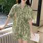 Refresh Green Floral Ruffle Sleeve Pajamas - image 1