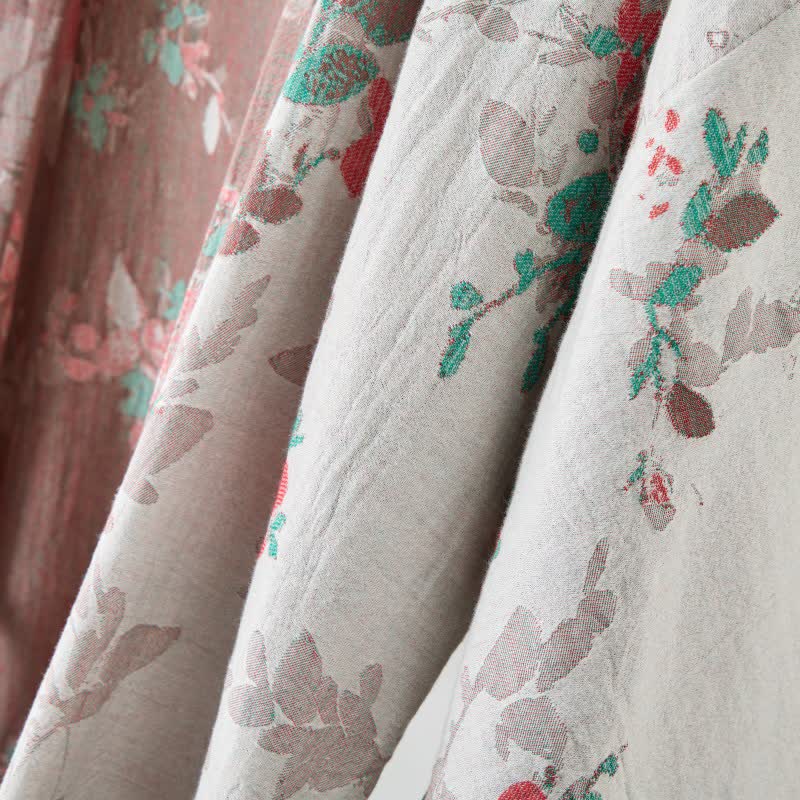 Vintage Floral Cotton Gauze Kimono Robe - image 13