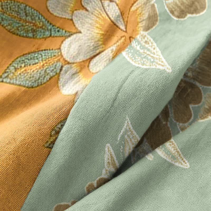 Floral Flourish Yellow Peony Cotton Gauze Kimono Robe - image 6