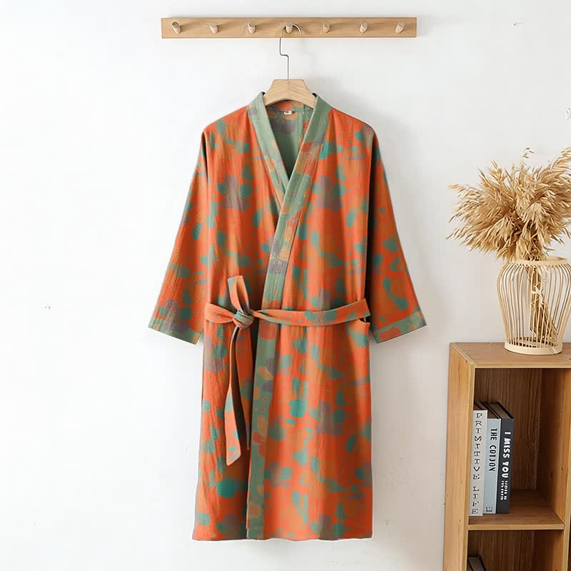 Artistic Floral Cotton Gauze Kimono Robe - image 2