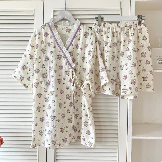 Refresh Floral Kimono Cotton Pajama Set - image 0