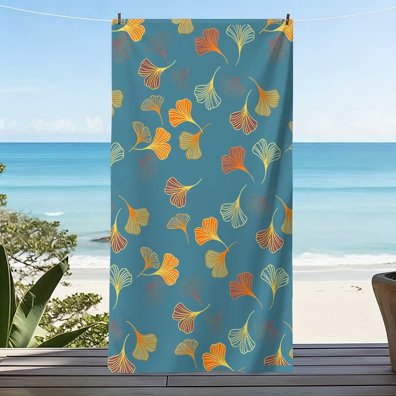 Elegant Ginkgo Leaf Beach Towel - image 3