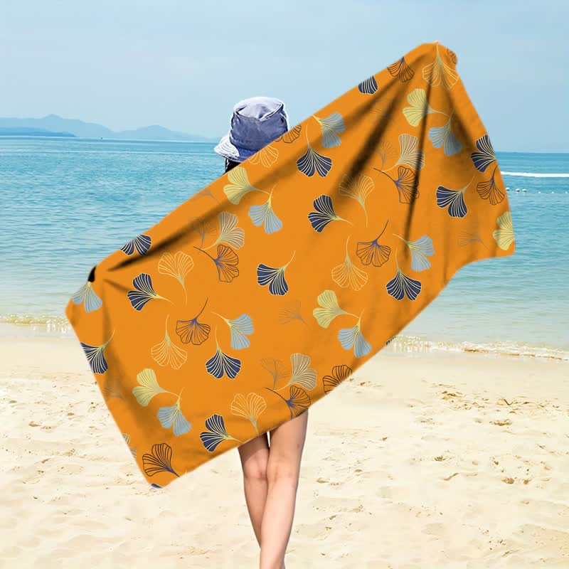 Elegant Ginkgo Leaf Beach Towel - Orange - 59" x 27" - image 5