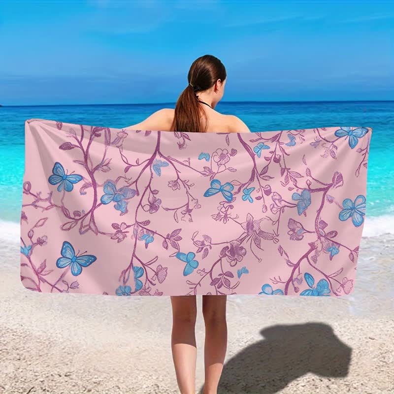Country Floral & Butterfly Beach Towel - image 2