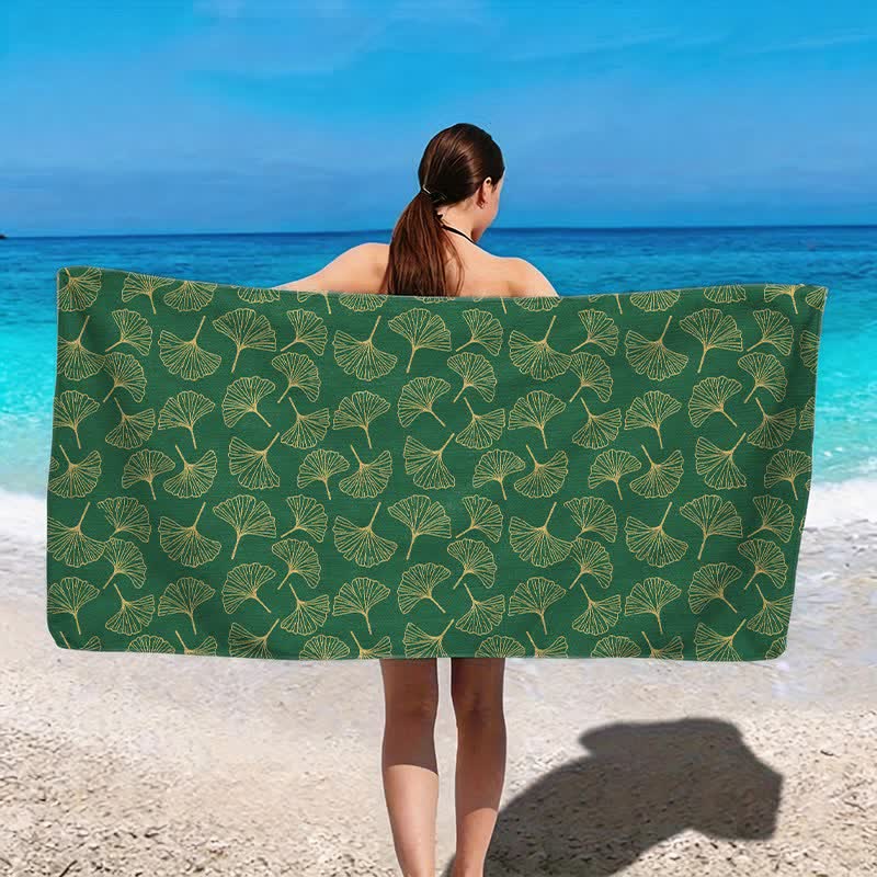 Line Art Ginkgo Leaf Beach Towel - image 10