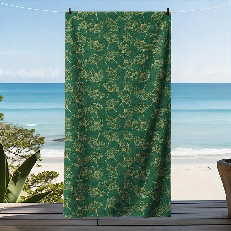 Line Art Ginkgo Leaf Beach Towel - image 11